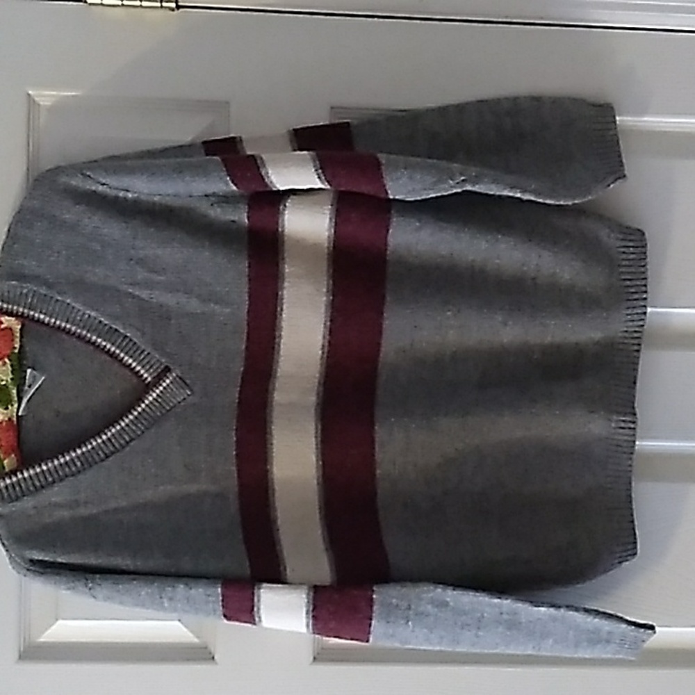 V-neck striped sweater